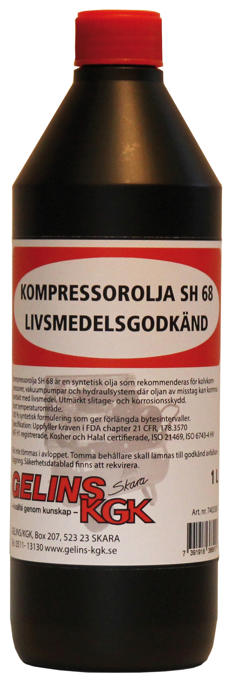KOMPRESSOROLJA 68 LIVSMEDEL 1L FÖR KOLVKOMPRESSORER