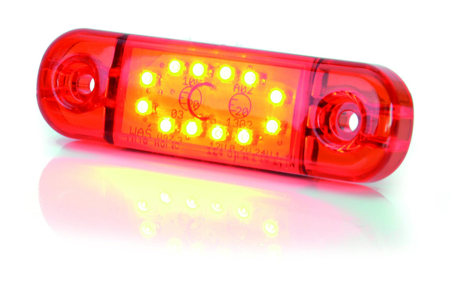 Strands Positionsljus Röd slim 12 LED,9-36V IP68. E-märkt. - Bild 2