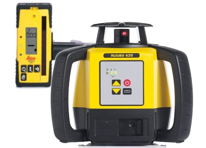 LEICA RUGBY 620 ROTATIONSLASER + ROD EYE 160 DIGITAL LASERMOTTAGARE