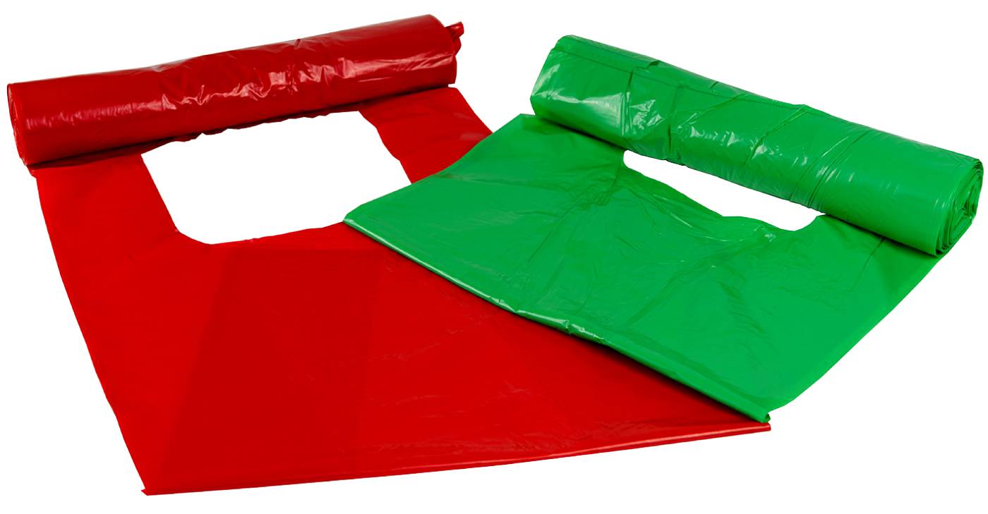 SOPSÄCK MED KNYTHANDTAG PLAST GRÖN 0,03MM 170X600MM 30L