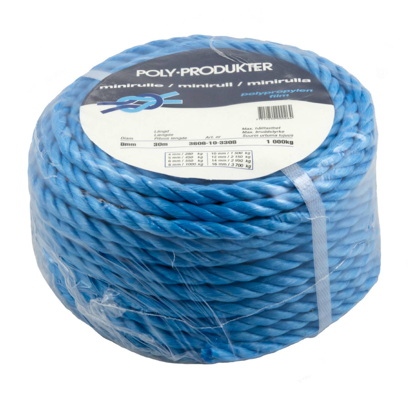 TÅGVIRKE POLY POLYPROPYLEN 3-SLAGET BLÅ 8MX30M