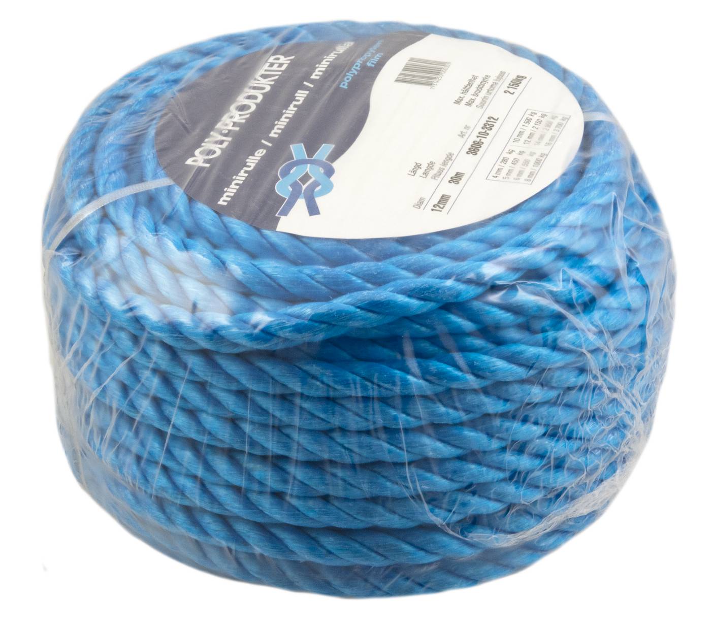 TÅGVIRKE POLY POLYPROPYLEN 3-SLAGET BLÅ 12MX30M