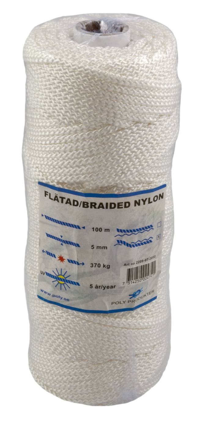 NYLONLINA POLY KRYSSFLÄTAD VIT 5MMX100M