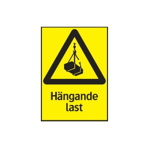 SKYLT 350714 VARNING HÄNGANDE LAST 210X297MM