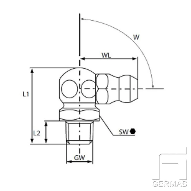 Smörjnippel, 90 grader, M12x1,5 - 10-pack - Bild 2