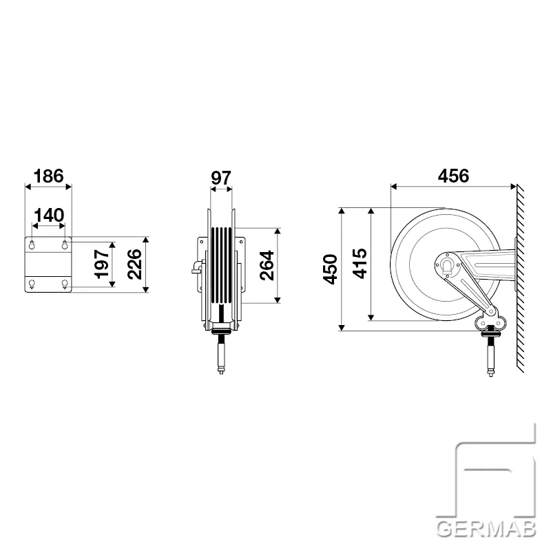 Rostfri Slangupprullare Luft/Vatten 15m-3/8" - Bild 2