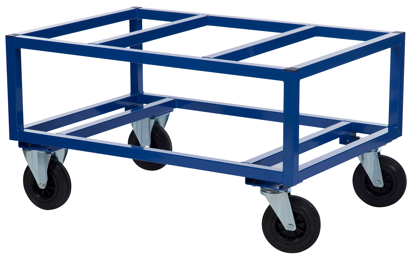 Pallvagn Fast Hög Blå med Massiva Gummihjul 1200X800mm