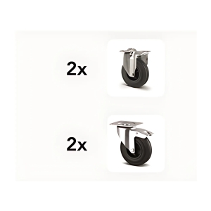 Tilläggspris Utbyte Massiva Gummihjul 2Fasta och 2Broms