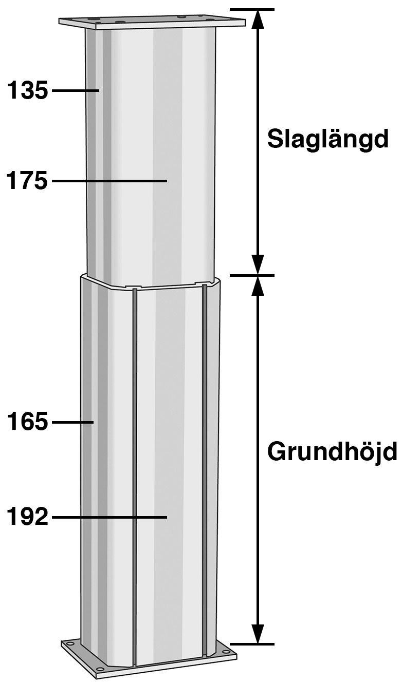 Lyftpelare Pneumatisk 192 Slaglängd 400Mm - Bild 2