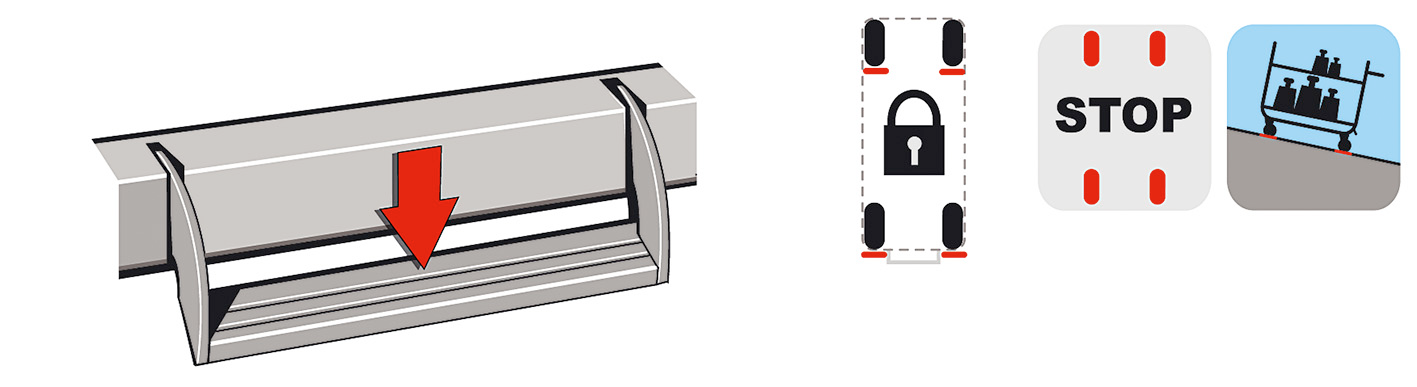 Hyllvagn med Centrallås 4Hyllor 1000X425mm