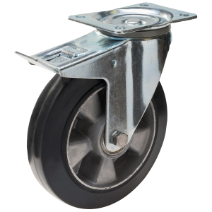 Bromshjul med Fästplatta Svart Elastisk Gummi 100X40mm 180Kg