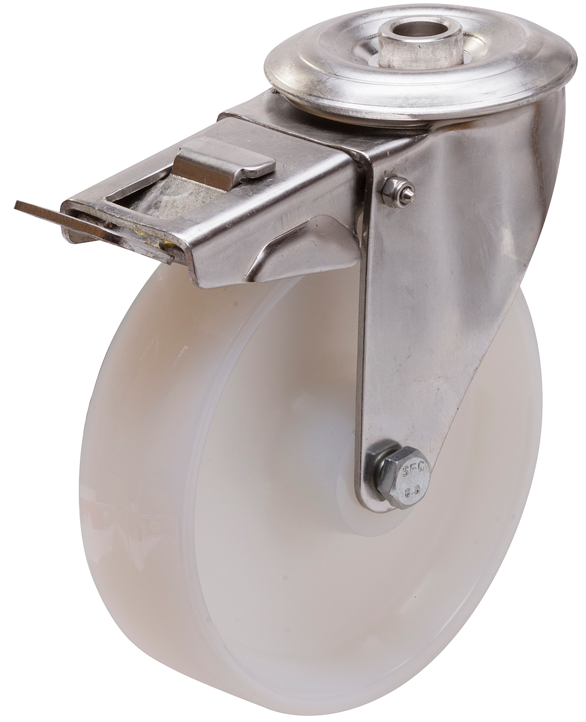 Bromshjul med Centrumhål Rostfri Nylonhjul 100X30mm 175Kg