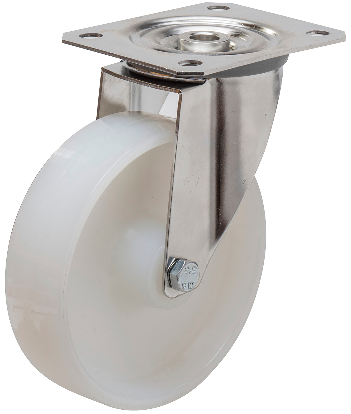 Länkhjul med Fästplatta Rostfri Nylonhjul 100X36mm 175Kg