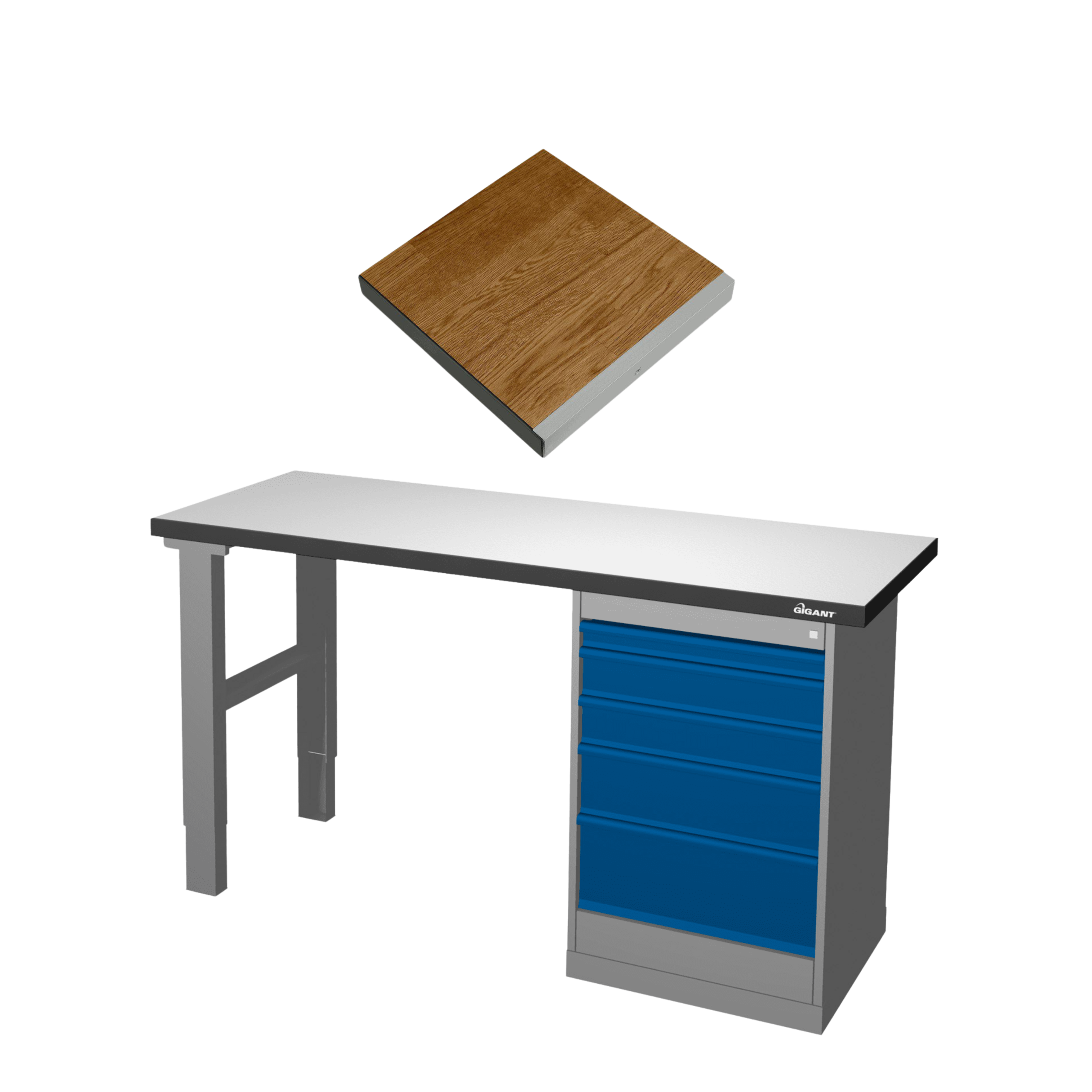 Arbetsbord S 500 K4 Ekparkettskiva, Hurts 5 L. 2000X600x42mm