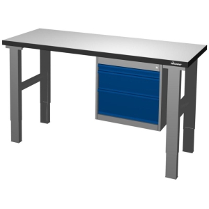 Arbetsbord S 500 K3 Grå Laminat O Hurts 3 L. 2000X600x24mm