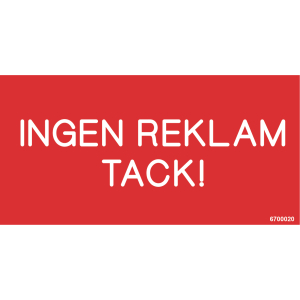 DEKAL UNIGRAPHICS INGEN REKLAM TACK 100X50MM