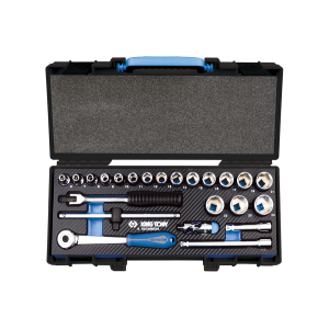 KINGTONY-3/8" Socket set metric size 6 point with accessories - 23 pcs