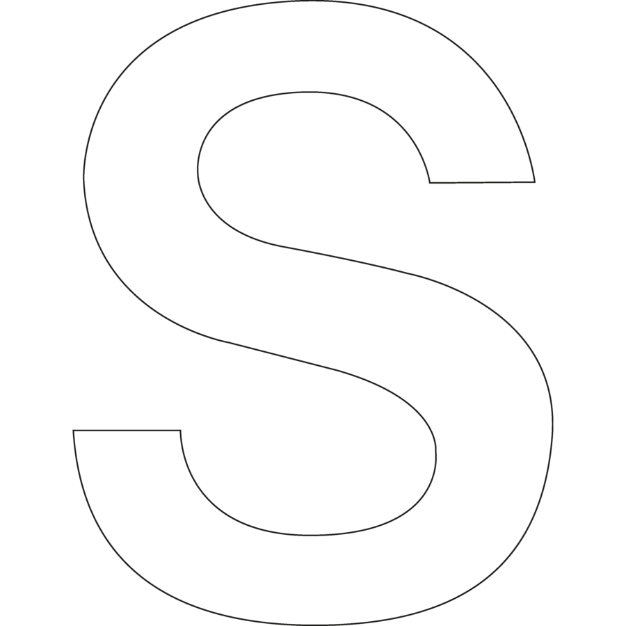 Vit S - Bokstäver och siffror - 49x60 mm