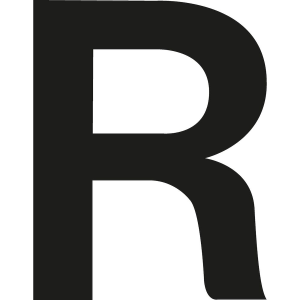 Svart R - Bokstäver och siffror - 71x90 mm