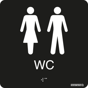 Taktil skylt WC dam/herr Svart - Skylt - 150x150 mm