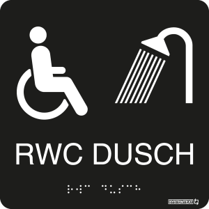 Taktil skylt RWC Dusch svart - Skylt - 150x150 mm