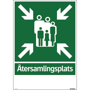 Återsamlingsplats med plats för text - Skylt - 297x420 mm