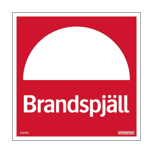 Brandspjäll - Skylt - 150x150 mm
