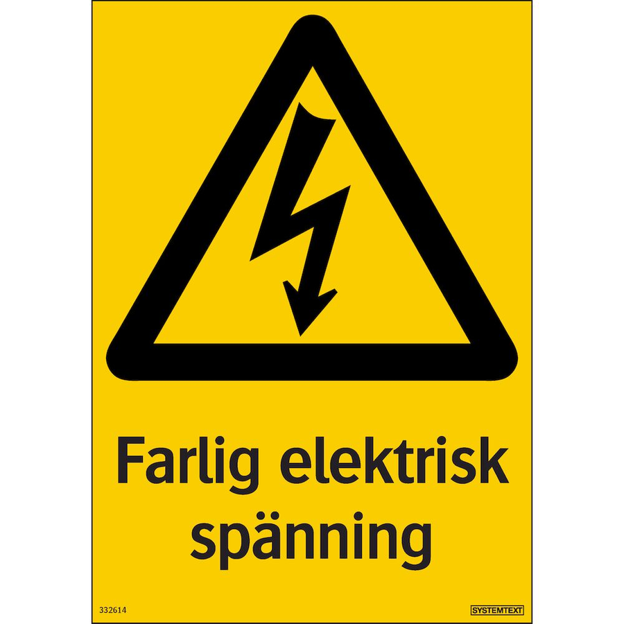 Farlig elektrisk spänning - Skylt - 210x297 mm