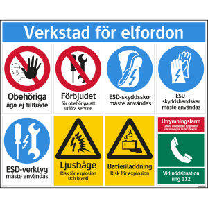 Verkstad för elbilar - Skylt - 415x335 mm