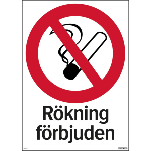 Rökning förbjuden - Skylt - 297x420 mm