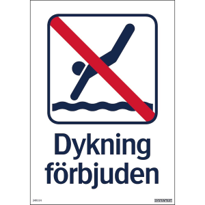 Dykning förbjuden - Skylt - 210x297 mm