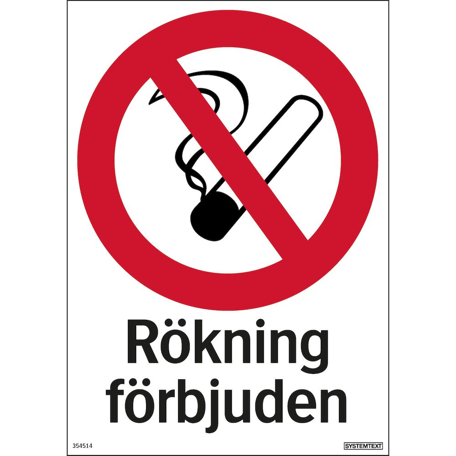 Rökning förbjuden - Skylt - 210x297 mm