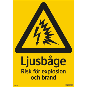 Ljusbåge Risk för explosion och brand - Skylt - 210x297 mm