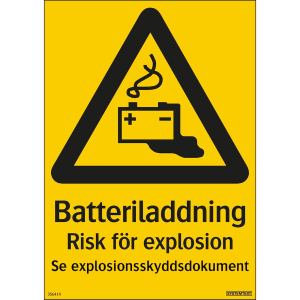 Batteriladdning Risk för explosion Se explosionsskydds… - Skylt - 210x297 mm