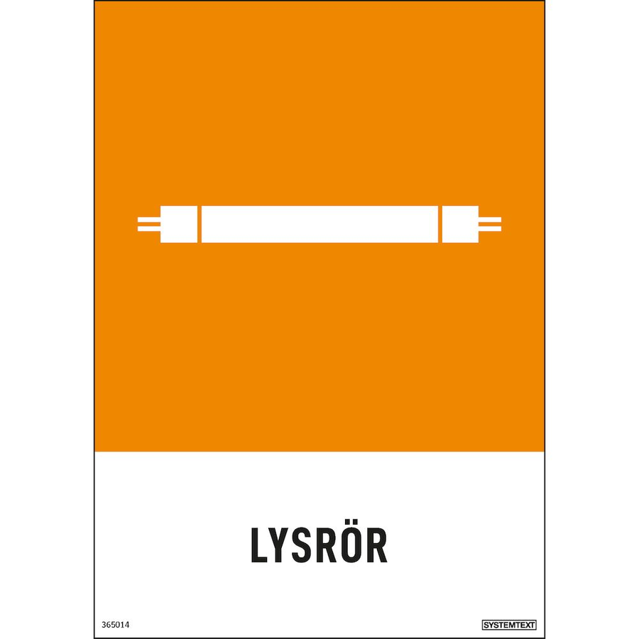 Lysrör - Återvinningsdekaler - 210x297 mm