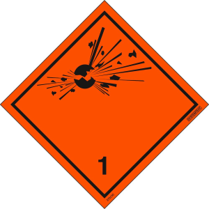 ADR Explosiva ämnen riskgrupp nr 1 - ADR-märkning - 100x100 mm