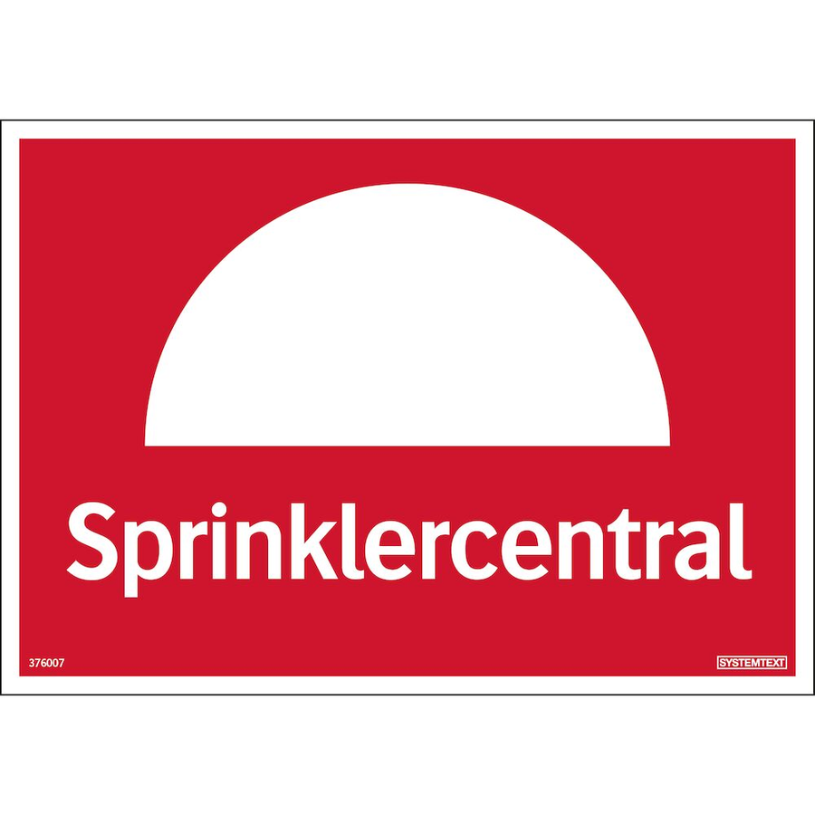 Sprinklercentral A4 plast - Skylt - 297x210 mm