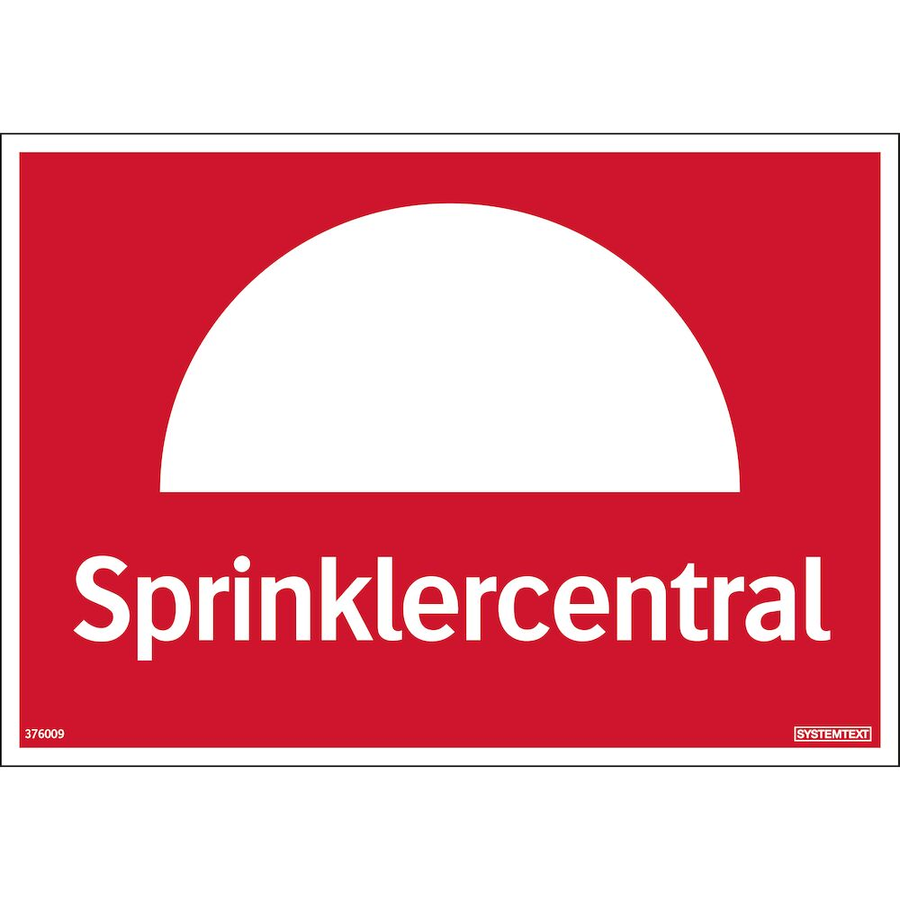 Sprinklercentral - Skylt - 148x105 mm