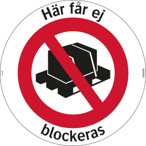Här får ej blockeras, Golvdekal - Skylt - 410x410 mm
