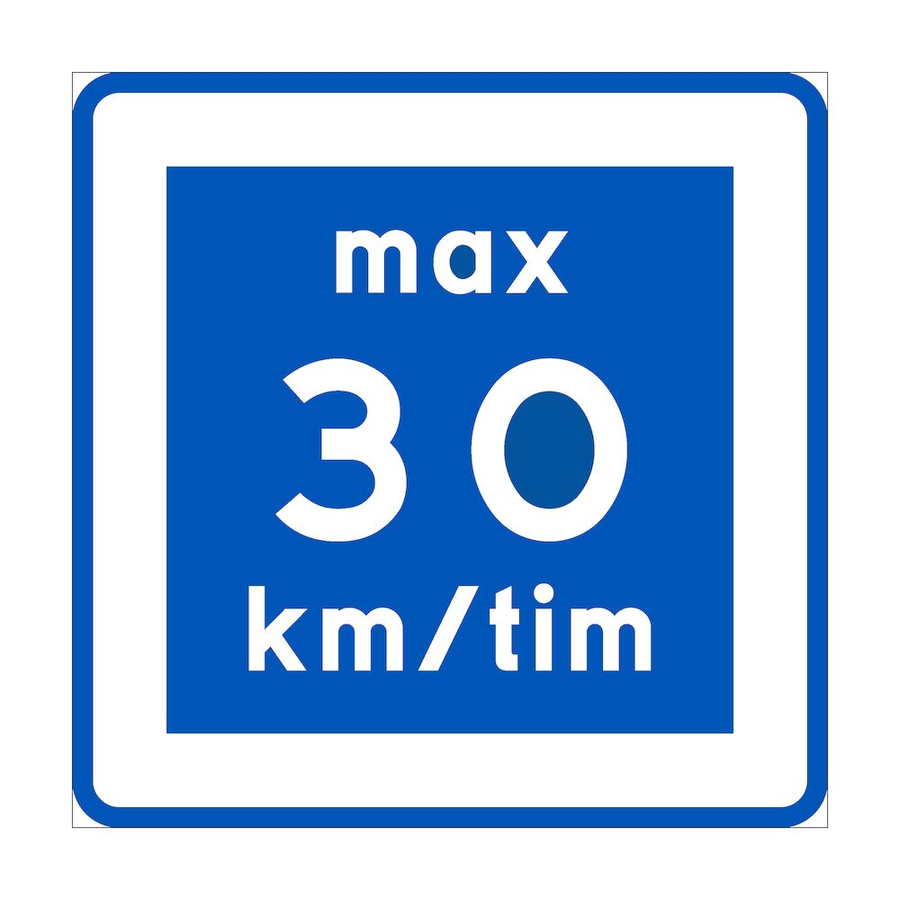 Rekommenderad lägre hastighet max 30 km/tim - E11 - Skylt - 600x600 mm