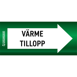 Rörmärkning Recycled Värme tillopp - VVS - 10 m x 160 mm