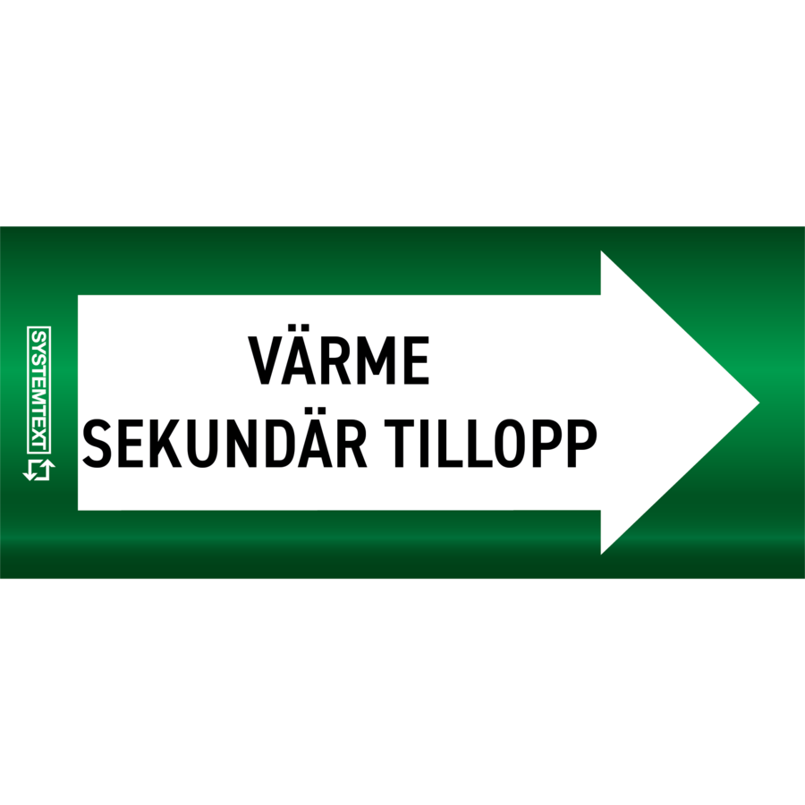 Rörmärkning Recycled Värme sekundär tillopp - VVS - 10 m x 160 mm