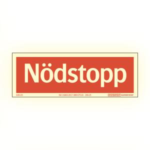 Supernova® Nödstopp röd AFS - Skylt - 210x74 mm