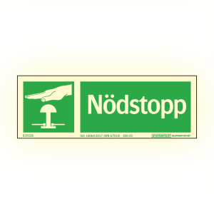 Supernova® Nödstopp grön AFS - Skylt - 148x52 mm