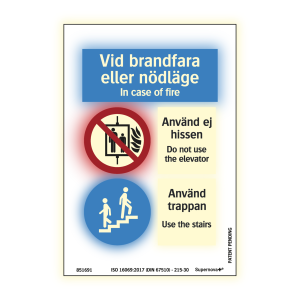 Supernova+® Hisskylt vid brandfara eller nödlägen - Skylt - 120x175 mm