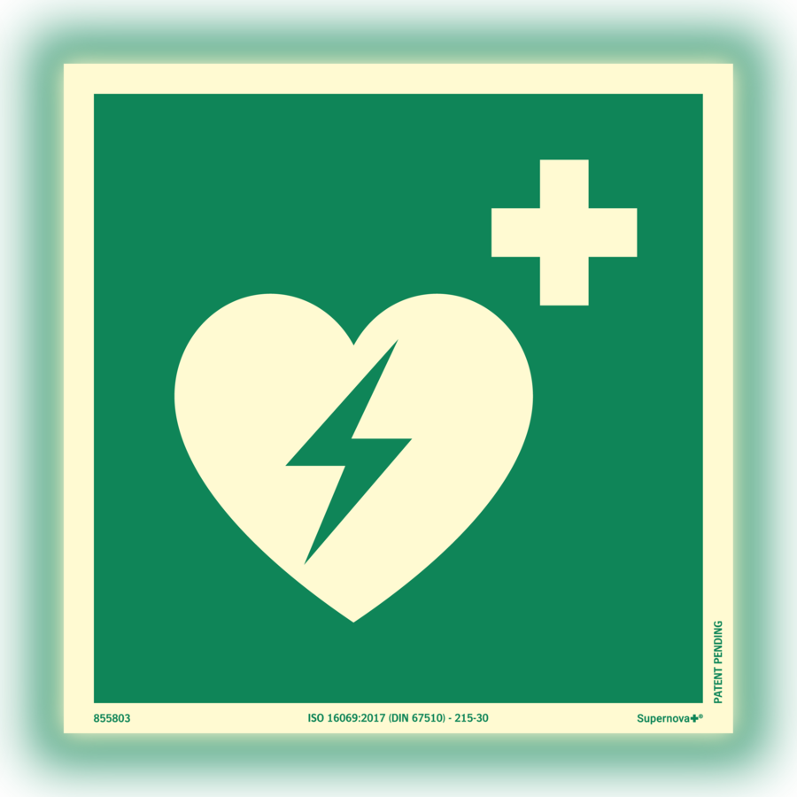 Supernova+® Defibrillator - Skylt - 200x200 mm